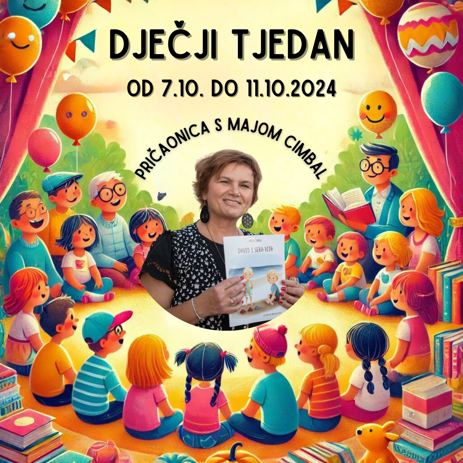 Dječji tjedan u Novalji 2024: Maja Cimbal čita priče i vodi radionicu s djecom u organizaciji DV „Carić“